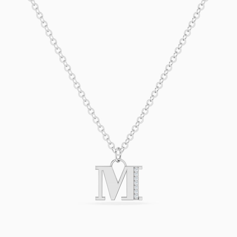 Miss L' by L'azurde Letter M Diamond Necklace In 14K Gold - Image 1